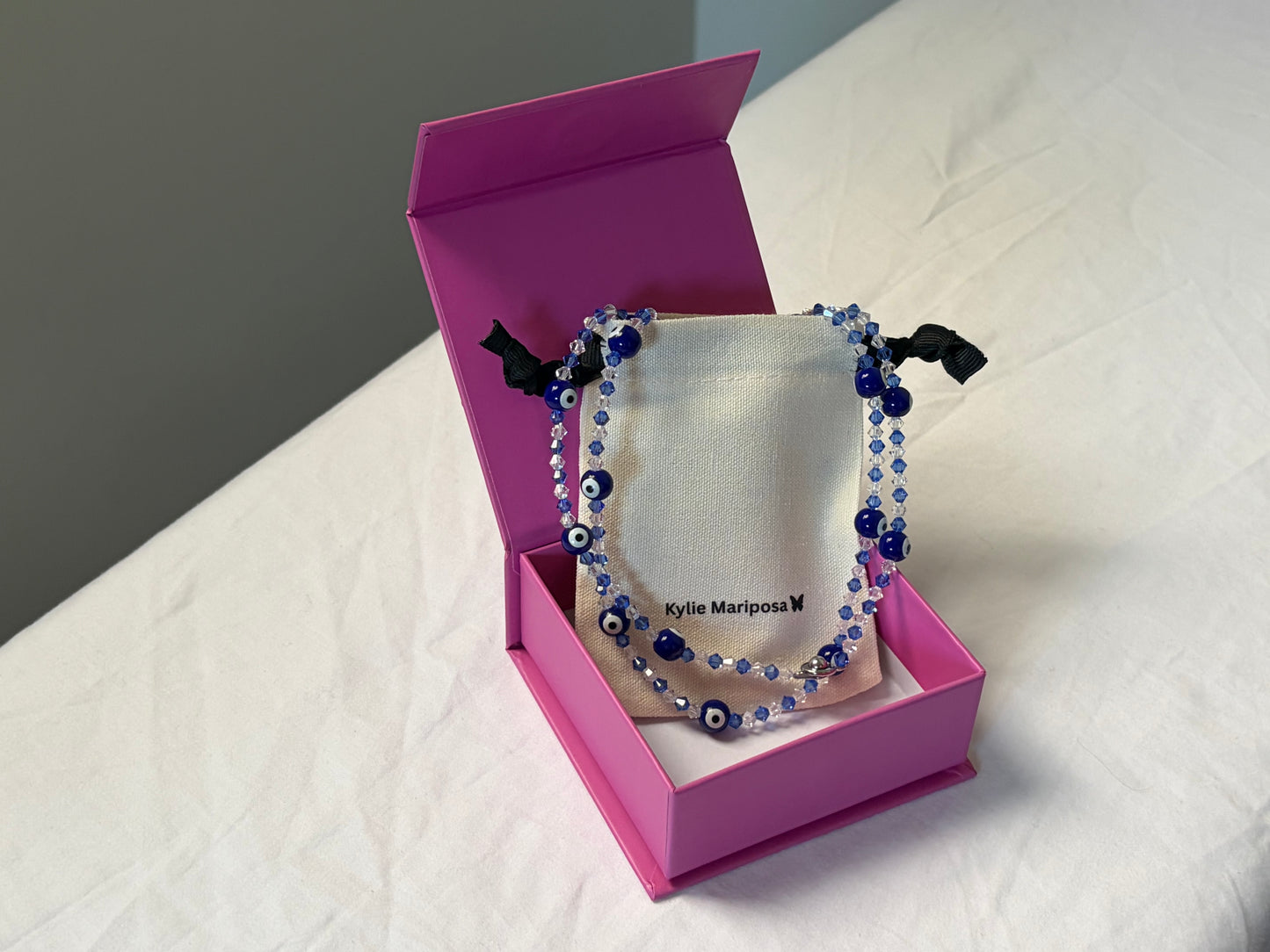 Evil Eye Long Necklace, 20 Motifs — Blue