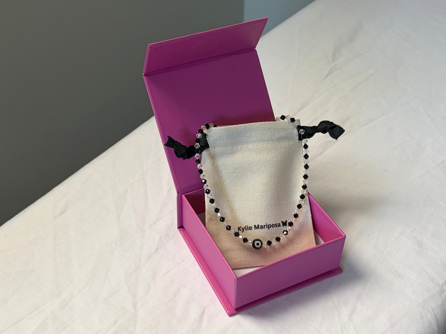 Evil Eye Necklace, 1 Motif — Black
